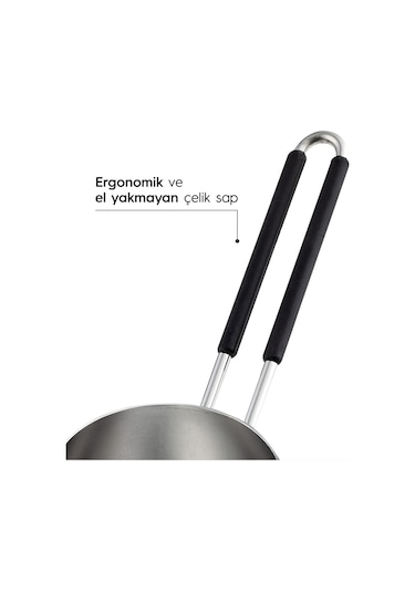 Nehir Modern 4 Parça Standlı Paslanmaz Çelik Cezve Seti