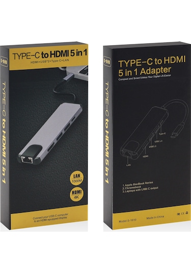 Reedark Gri Usb-c 5-in-1 Hub: Hdmı 3.0, Gigabit Ethernet Ve Usb Çevirici - Dizüstü Bilgisayar Genişletici