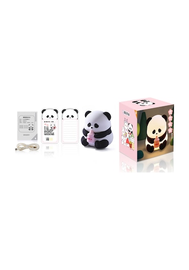 Qingmipy Şirin Panda Şekilli Sensörlü Gece Lambası - Göz Dostu Silikon Yatak Odası Aydınlatma Diğer