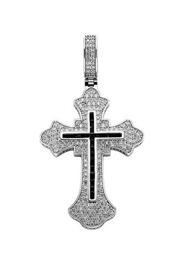 Gücü İnanç Trinity Çapraz Kolye Kolye 14 K Altın Kaplama Buzlu Tam Mikro Pave Cz Taşlar Hip Hop Unisex Takı Hediyeler Altın - Gümüş