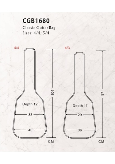 Valencıa Cgb1680 Klasik Gitar Kılıfı. Scale 4/4. Siyah+ Renk. 60