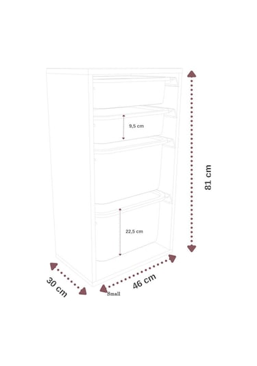 %100 Mdf - Small Mono 4 Sepetli Oyuncak Dolabı Mavi