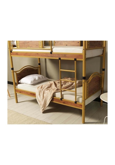 Reyo Avangard Genç Çocuk Odası Ahşap Başlıklı Metal Kahverengi Ra