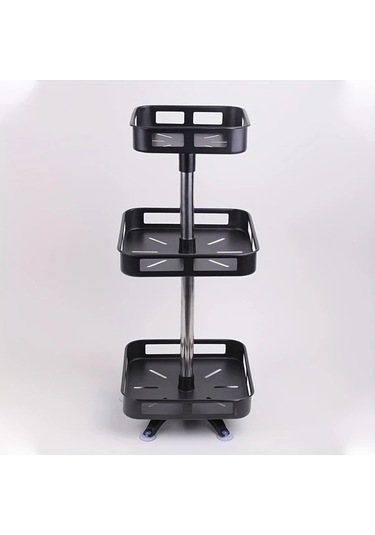 Honeybeeshop Wongırl Kare Üç Katmanlı 360 Derece Dönebilen Paslanmaz Çelik Mutfak Organizatörü Baharat Rafı 1100 Koyu Ceviz