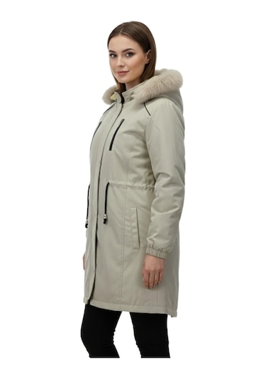 Baglan Kadın Kapüşonlu İçi Peluş Mont Bgl-st05028 Taş