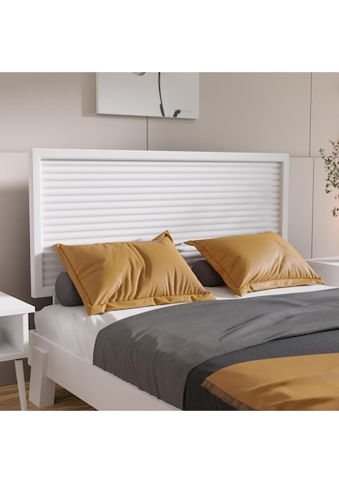 Ebruli Model Beyaz Renk Çam Ahşap Karyola Ve İki Komodin Set Dikey -290 120 x 200