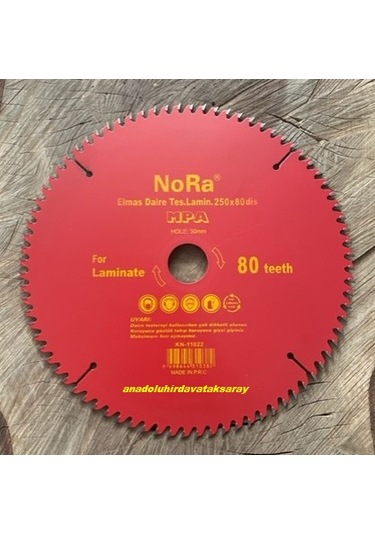 Nora 250mm Elmas Testere Laminat Parke Kesme Testere Sunta Mdf Kesici 80diş