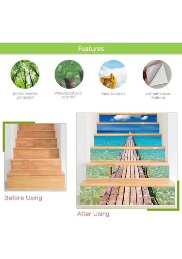Geekyou 6 Adet Pvc Merdiven Sticker, 100x18 Cm, Anti-bakteriyel, Nem Koruyucu, Kolay Kurulum, Ev Dekorasyonu, Kesilebilir - Lt6p004 Model 4 Diğer