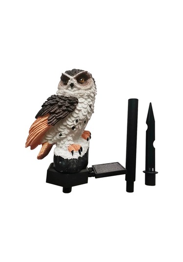 Tongxida Kahverengi Resin Solar猫头鹰 Bahçe Işığı, Otomatik Açık-kapalı, 8-10 Saat Süre, Su Geçirmez, 50000 Saat Ömür, Yeşil Işık