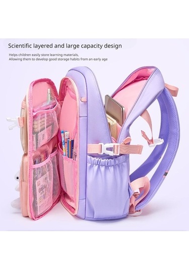 Ebitda Mor 2023 İlköğretim Kız Çantası, Omurga Korumalı, Hafif, Buzdolabı Açık, Büyük Kapasiteli, Kitap Çantası, Küçük Boy Mor