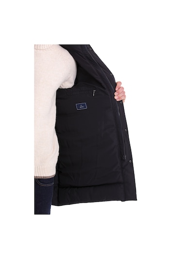 Hatemoğlu Lacivert Slim Fit Hakim Yaka Kapüşonlu Basic Kaban 22232023A008 Lacivert