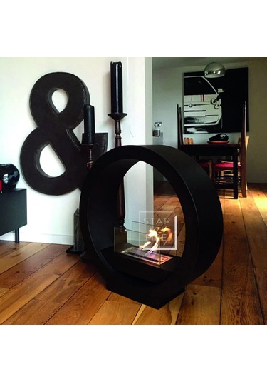 Starfire Round Design Taşınabilir Bioethanol Şömine Siyah