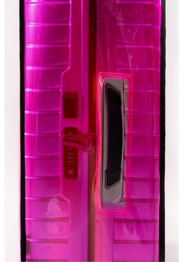 Trink Çanta Şeffaf Valiz Ve Bavul Kılıfı Neon Renk Pvc Neon Pembe