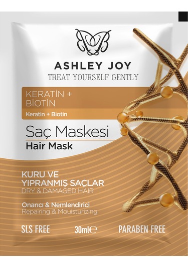 Ashley Joy Keratin & Biotin İçeren Kuru Ve Yıpranmış Saçlara Özel Onarıcı Saç Maskesi 30 ML