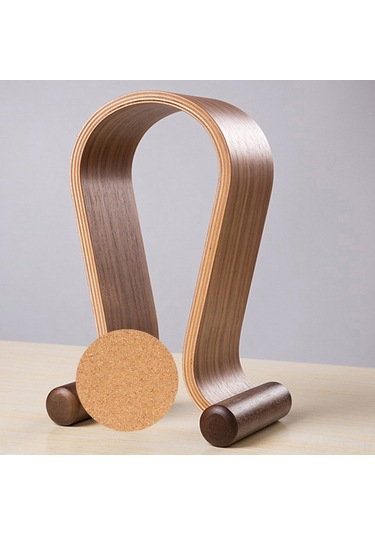 Jeemson Kahverengi Ceviz Ahşap Kulaklık Tutucu - U Şekilli Masaüstü Stant - Kulaklık Gösterim Ve Saklama Aracı