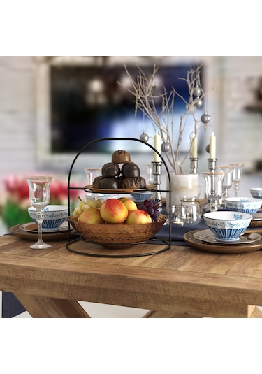 Teknotel 2'Li Servis Standı & Dolap Içi Raf Mat Siyah Mg072 Siyah