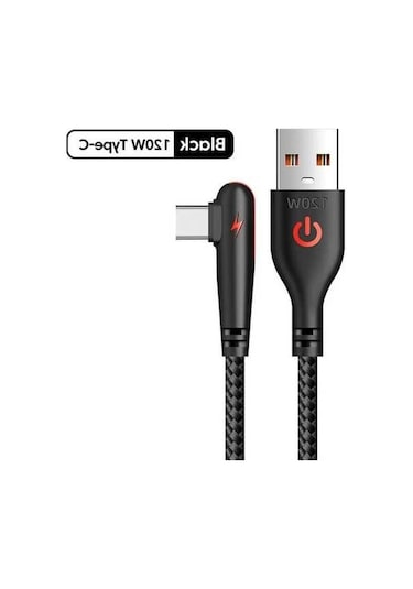 Tongxida 120w Usb Tip-c Kablo, 90 Derece Dirsek, Huawei Mate Hızlı Şarj, 1.5m, Siyah