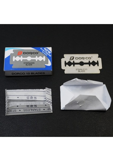 Sones 10 Kutu Pratik Eski Moda Paslanmaz Çelik Çift Taraflı Bıçak Tıraş Kaş Chimer Bıçağı Gümüş