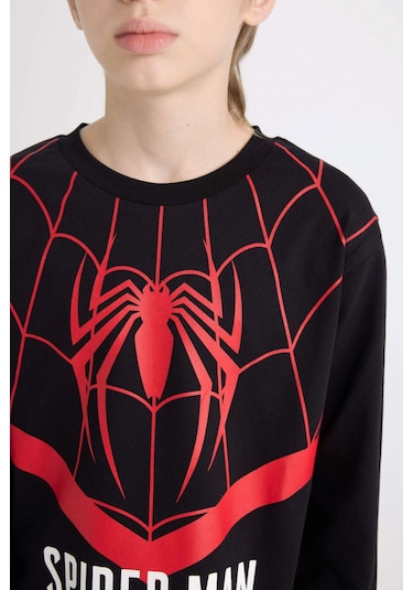 DeFacto Erkek Çocuk Pijama Takımı Marvel Spiderman Uzun Kollu Üst Uzun Alt D6527A824WNBK81