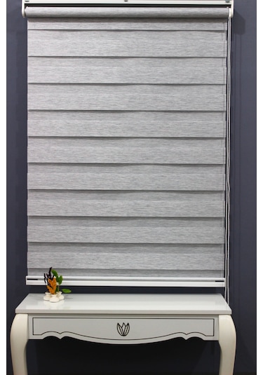 Açık Gri Bambu Zebra Perde Güneşlik