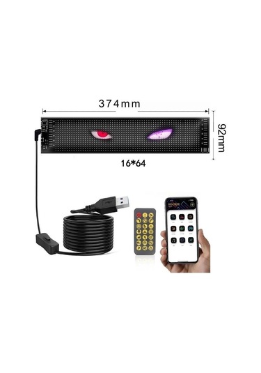 Rp937 Led Matrix Panel 16x64cm Telefon Kontrollü Kayar Led Animasyon Aydınlatma Çok Renkli