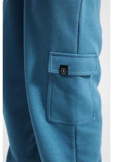 Kids Boy Kargo Cepli Loose Fit Mavi Jogger Mavi