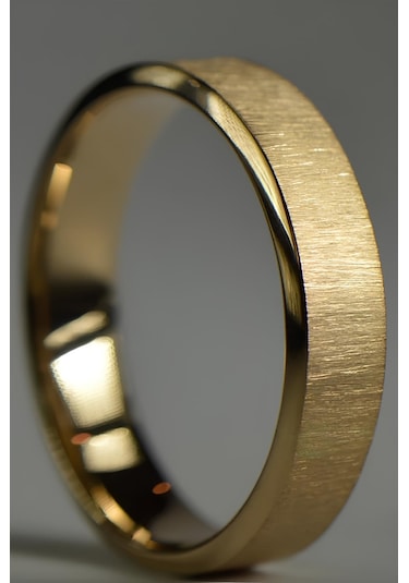 6mm Fırçalanmış Mat Düz Kadın Erkek Çelik Alyans Yüzük Cl46 Sarı