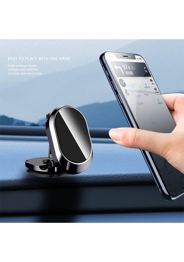 Cbtx 360 Derece Dönen Manyetik Araba Kontrol Paneli Cep Telefonu Tutacağı Katlanır Cep Telefonu Braketi - Siyah