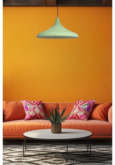 45 Cm Çaplı Champion Xl Mint Yeşili Avize Tekli Sarkıt Lamba Cafe Salon Genç Odası Avizeleri Mint Yeşili
