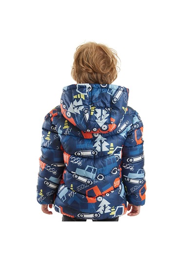 Denokids Arabalar Erkek Çocuk Su İtici Kapüşonlu Mont Renkli Çok Renkli