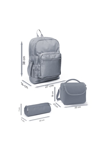 Coral High Kids Renkli Blok Desenli 3 Lü Okul Çanta Seti Set0123775 Kırmızı