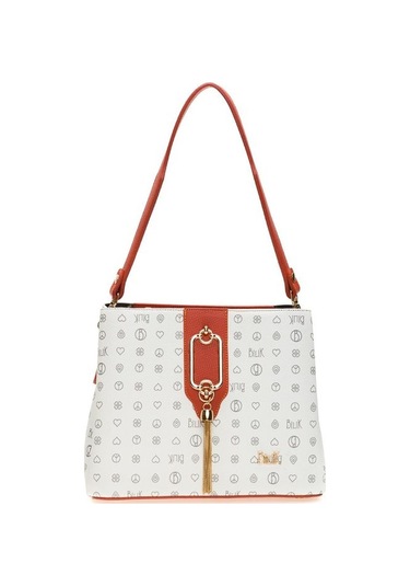 Bilik Deri Monogram Beyaz/turuncu Kadın El Çantası Riv 232-mn 001