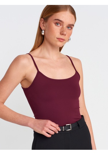Dilvin 20901 İnce Askılı Poliamid Top-bordo Bordo