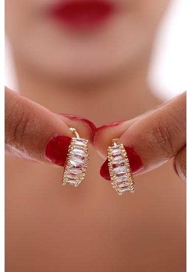 Bhs Life Kadın Taşlı Model Altın Kaplama Renk Küpe Çok Renkli