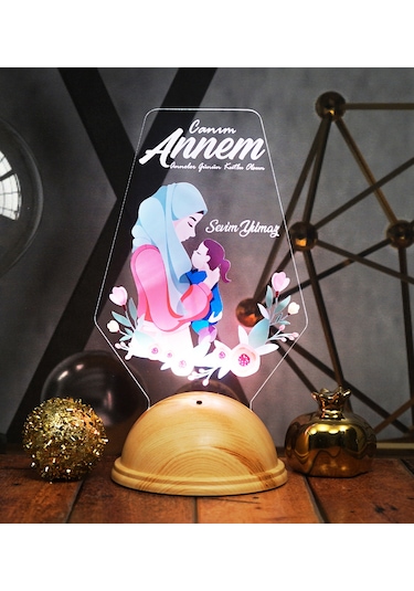 Tesettürlü Anneye Hediye, Anneler Günü Hediyesi Led Lamba,