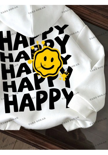 Y2k Trend Sezon Unisex Retro Sweatshırt Kapşonlu Kod 1900 Trz2280 Beyaz