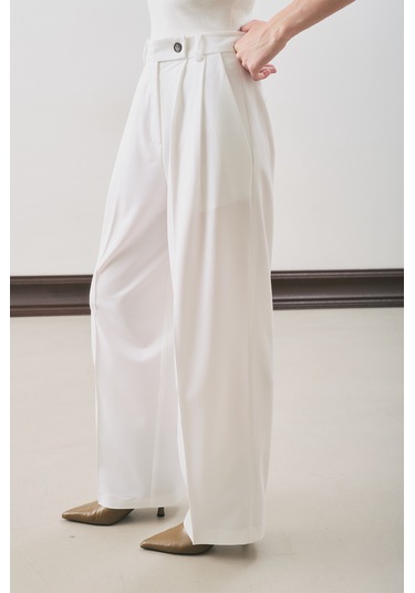 Classıc Pileli Pantolon Ekru Ekru