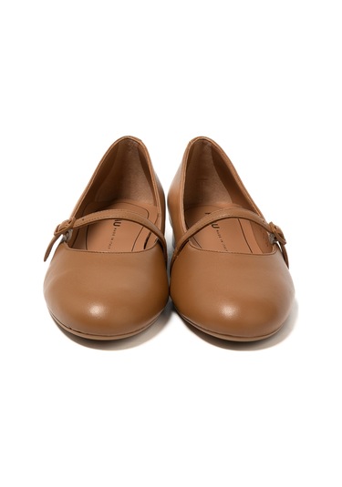 Tan Babet Kadın 70p5 Frau Leather Ballet Flats With Strap Acı Kahverengi