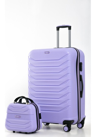 Yefa Pp Polipropilen Kırılmaz Büyük & Makyaj Boy 2'li Valiz Seti Lila