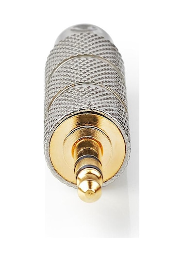 Stereo Ses Adaptörü 3,5 Mm Erkek 6,35 Mm Dişi Altın Kaplama Düz Metal Altın / Metal 1 Adet Kapaklı Pencereli Karton