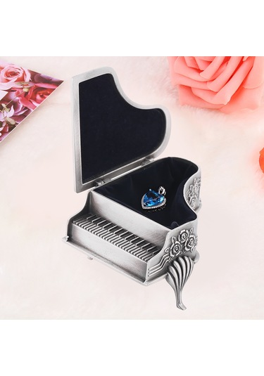 Kangvka Gül Oyma Desenli Piyano Şekilli Çinko Alaşımlı Küçük Mücevher Kutusu - Yumuşak İç, Tuzaklığa Dayanıklı, Hediye İçin Uygun Çok Renkli