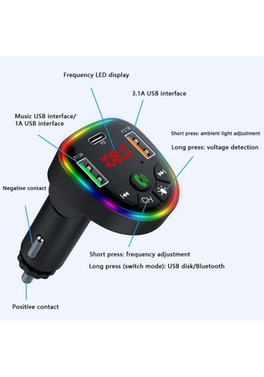 Sones P25 Telefon Çift Usb Çakmak Şarj Cihazı Bluetooth Eller Serbest Araç Oynatıcı