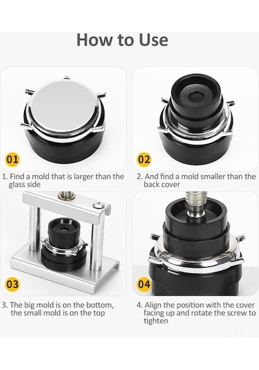 Ebitda Yüksek Kaliteli Metal & Abs Saat Pres Seti - 12 Kalıp 12 Adet Farklı Boyutlar, Dayanıklı Ve Kolay Kullanım