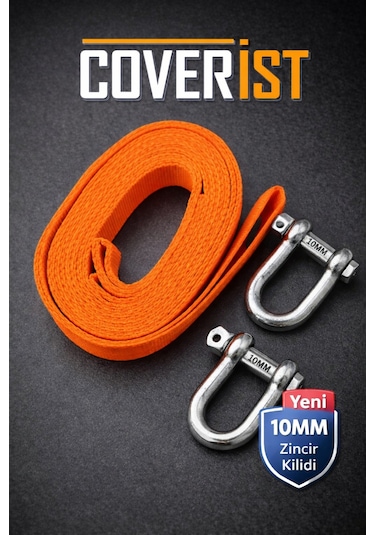 Araç Çekme Halatı 10mm Çelik Uçlu 3 Metre Turuncu Halat 2.5 Tona Kadar