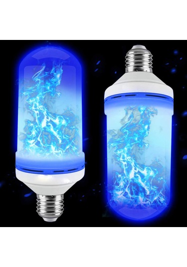 Geeksen E27 Mavi Led Alev Ampülü - Dinamik Yakan Simülasyon - Kütleçekimli Fonksiyonlu Dekoratif Işık Mavi