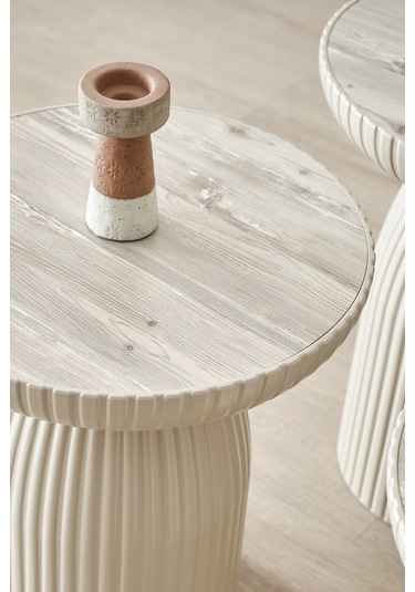 Bohem Sehpa,tekli Sehpa,yan Sehpa,zigon Sehpa - Bej & Soho Bej Renk Gövde & Soho Renk Tabla