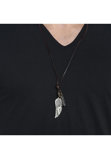 Chavin Kartal Kanadı Erkek Deri Ipli Kolye Cy19 Çok Renkli