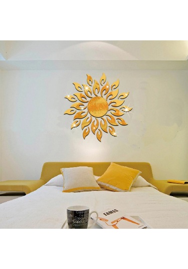 Springsun Gümüş Renkli 13'lü Plastik Ayna Duvar Sticker Seti - Hafif, Kolay Kurulum, Ev Dekorasyonu, Çerçevesiz Ayna贴片 Altın