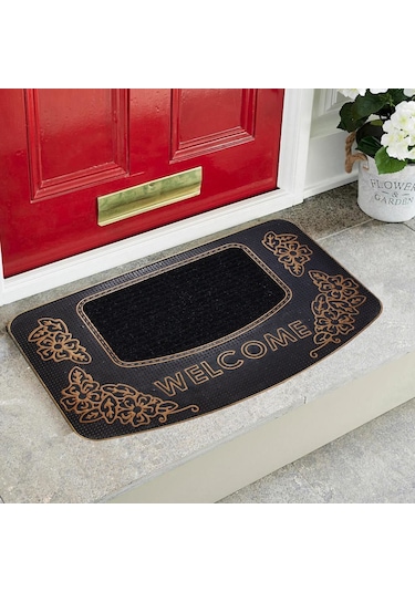 Welcome Yazılı Kauçuk Toz Tutucu Kapı Önü Paspası Rose