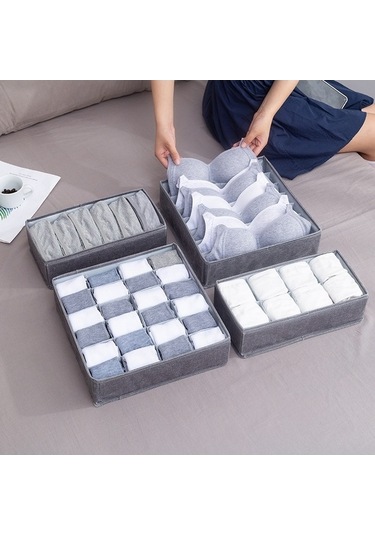 Tongxida Katlanabilir Çekmeceli Giysi Saklama Kutusu, 8 Izgara Keten Çekmeceli Diğer